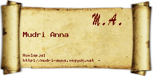 Mudri Anna névjegykártya
